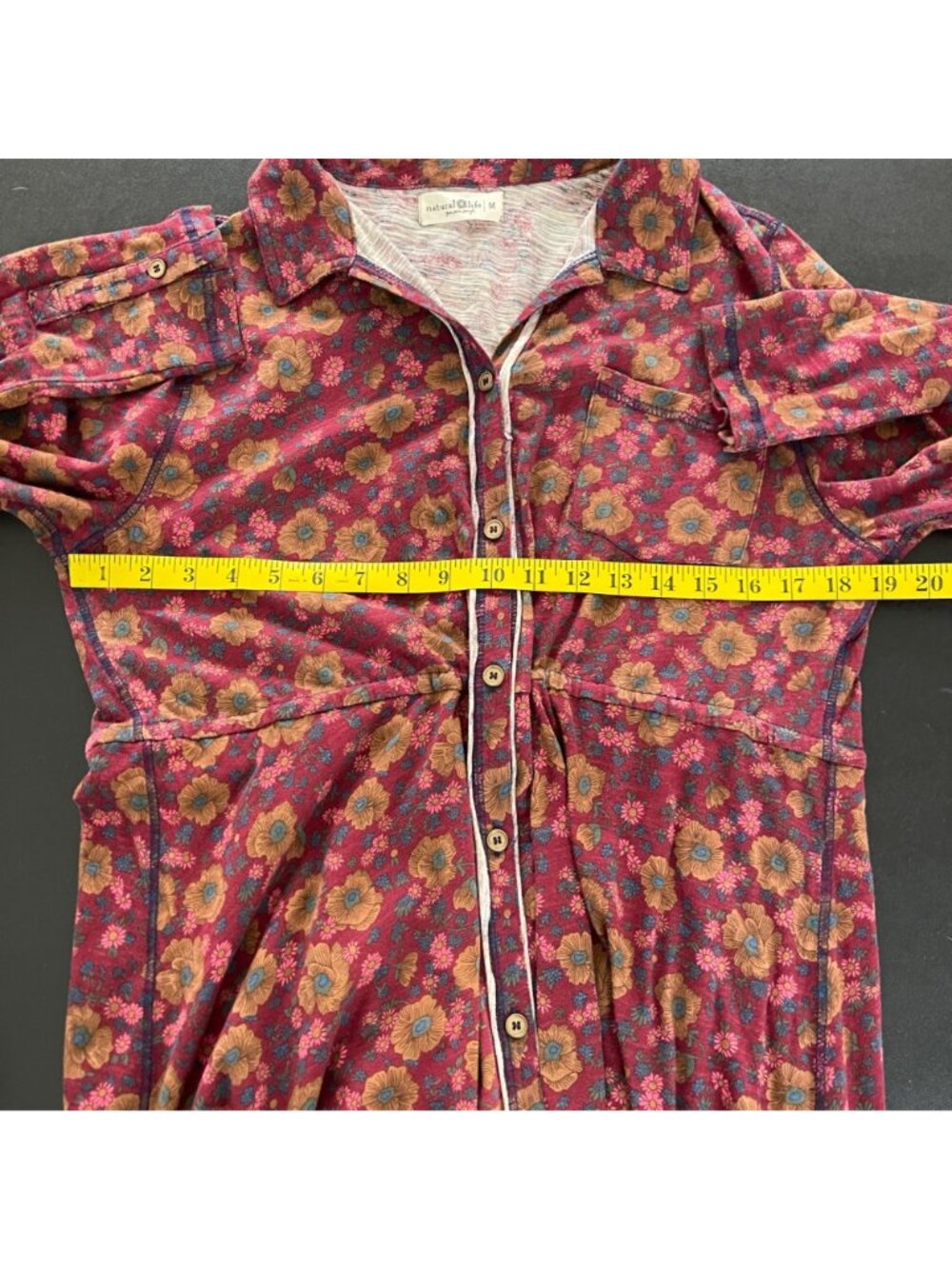 Natural Life Womens Maxi Shirt Dress Size M Floral Boho Cottagecore Button Front - Picture 9 of 10